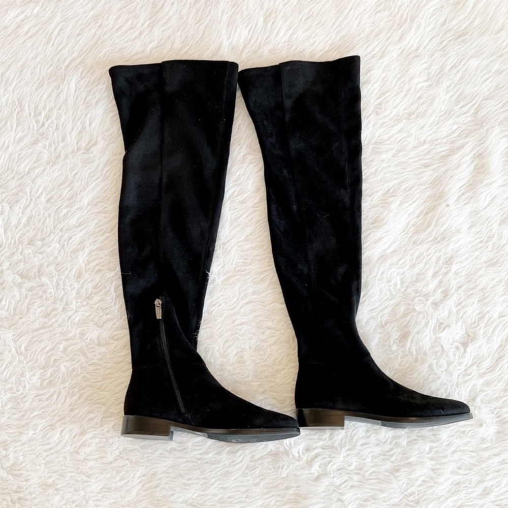 Vince Camuto Hailie black suede over the knee pull on side zip boot size 7 NWOB